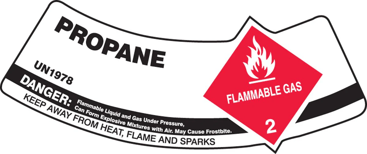 Accuform MCSLPRRVSP Cylinder Shoulder Label, Propane UN1978 Danger, 2" x 5 1/4", Adhesive Vinyl (Pack of 5)