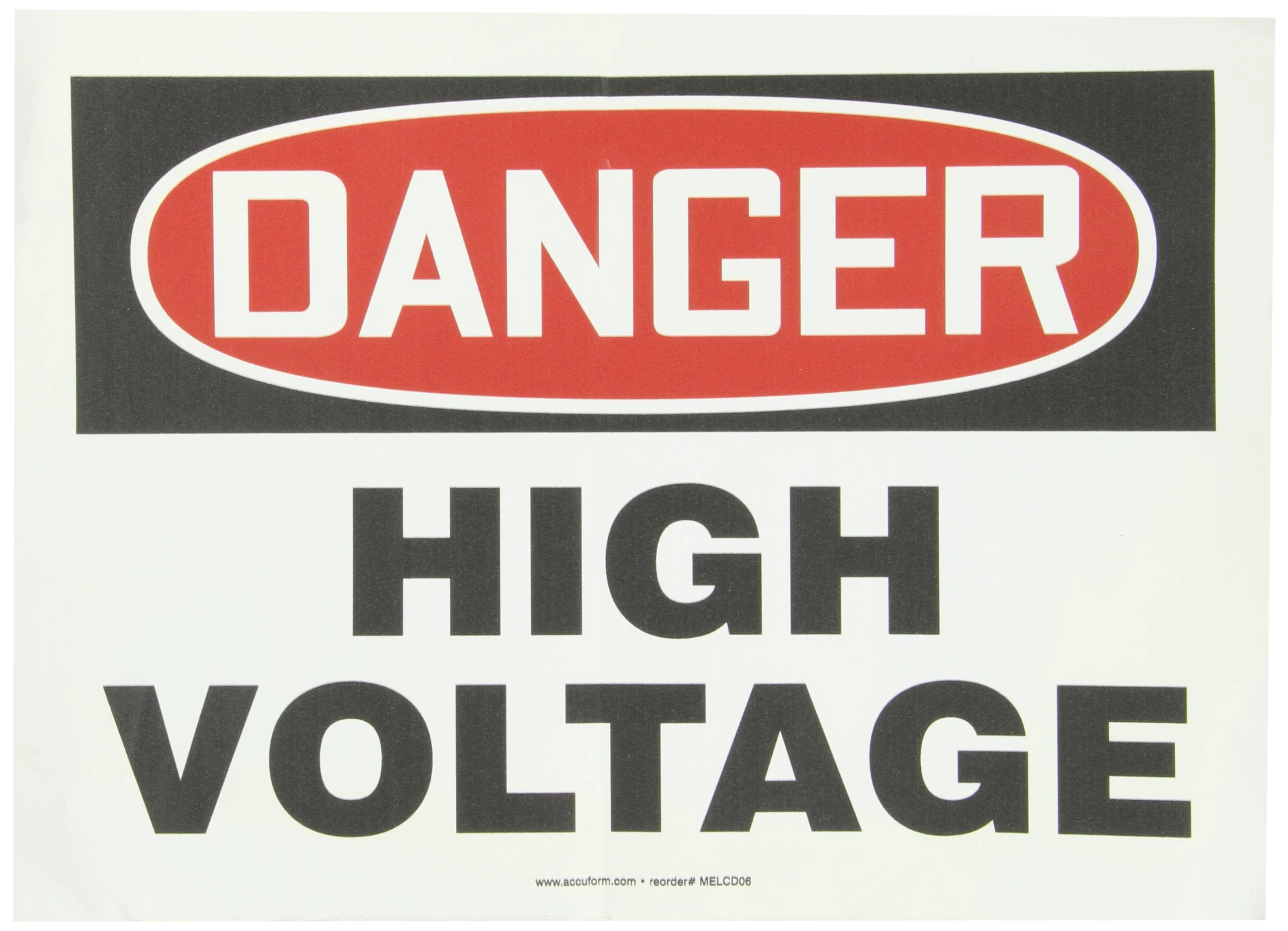Accuform MELC114VS "Danger High Voltage" Safety Sign, Adhesive Vinyl, 10 x 14 Inches