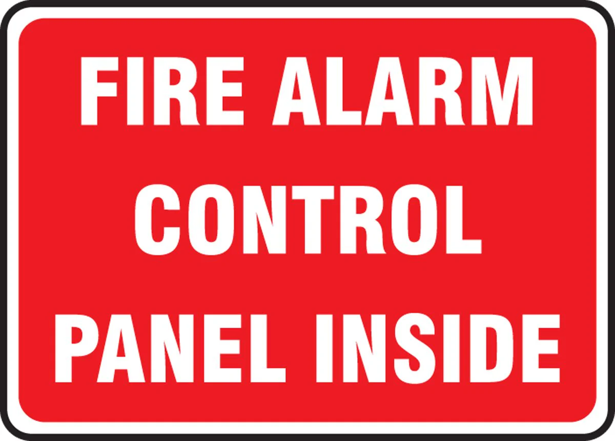 Accuform MEXG533VS "Fire Alarm Control Panel Inside" Safety Sign, Adhesive Vinyl, 10 x 14 Inches