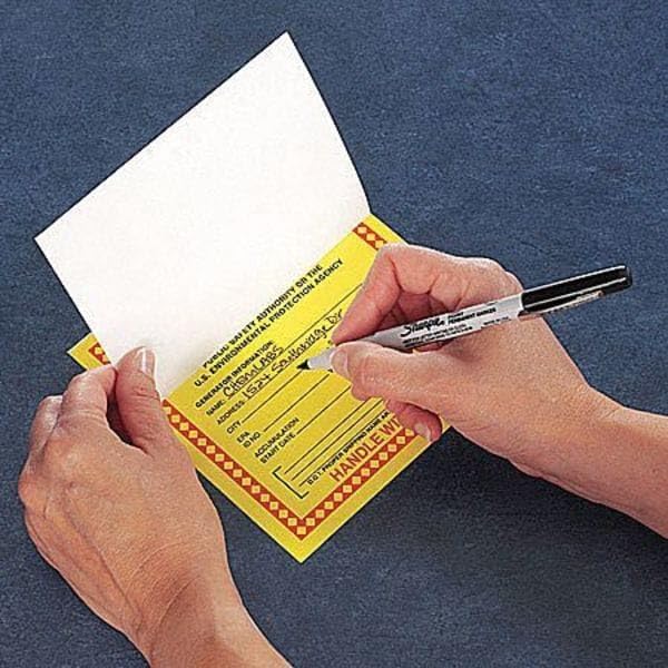 Accuform MHZW20PSP Hazardous Waste Adhesive Coated Paper Label, "Hazardous Waste - Federal Laws PROHIBIT Improper Disposal...Handle with Care", 6" x 6", Adhesive Coated Paper (Pack of 25) - Image 2