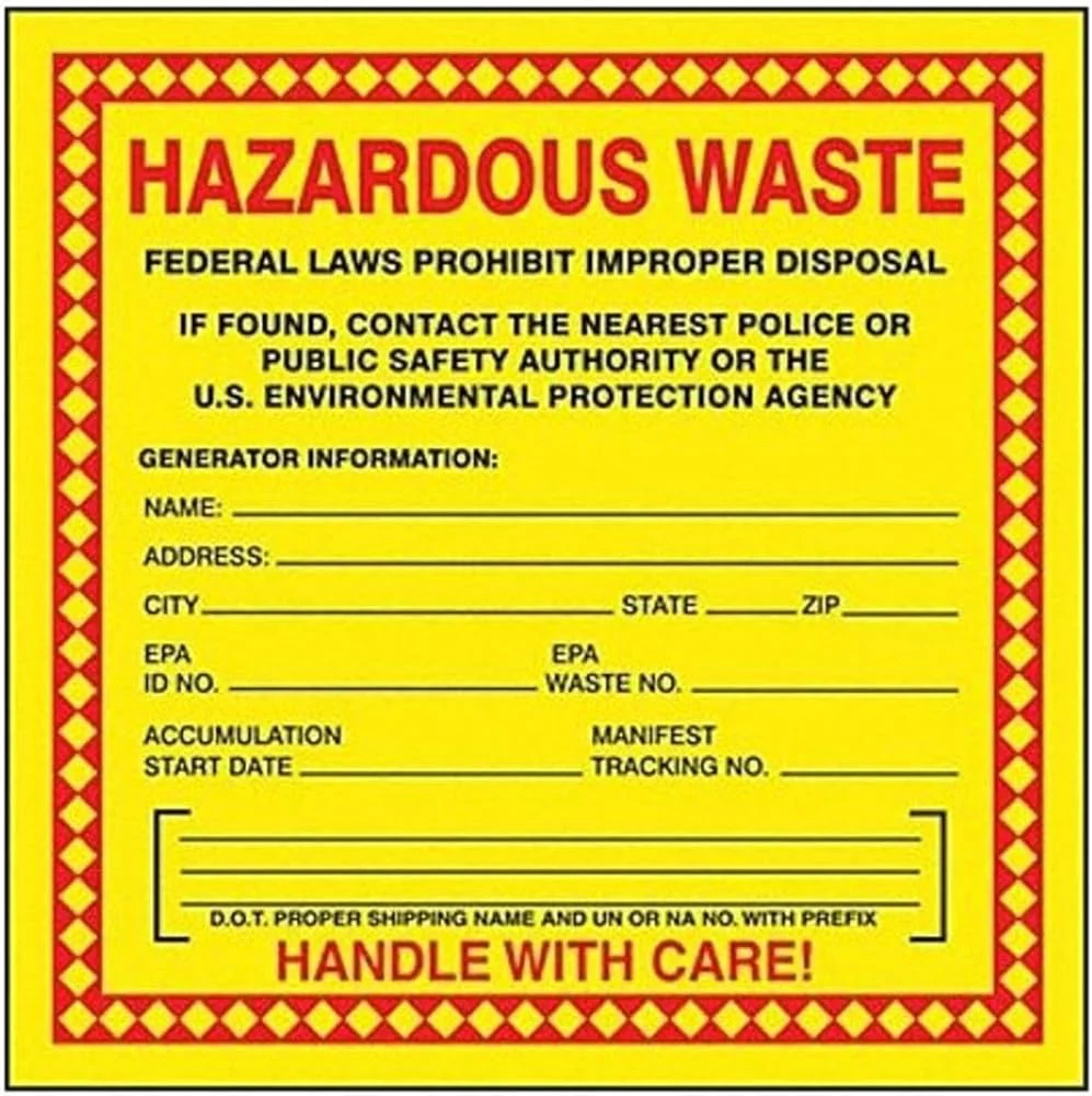 Accuform MHZW20EVC Hazardous Waste Adhesive-Poly Vinyl Label, "Hazardous Waste - Federal Laws PROHIBIT Improper Disposal...Handle with Care", 6" x 6", Adhesive-Poly Vinyl (Pack of 100) - Image 2