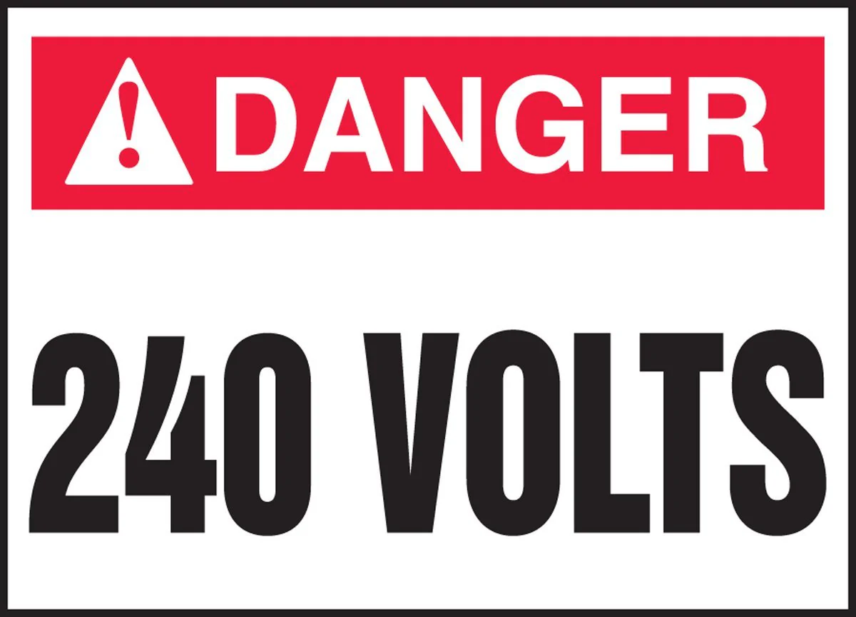 Accuform LELC172XVE Adhesive Dura-Vinyl Safety Label, "Danger 240 Volts", 2.5" Length x 3.5" Width x 0.006" Thickness