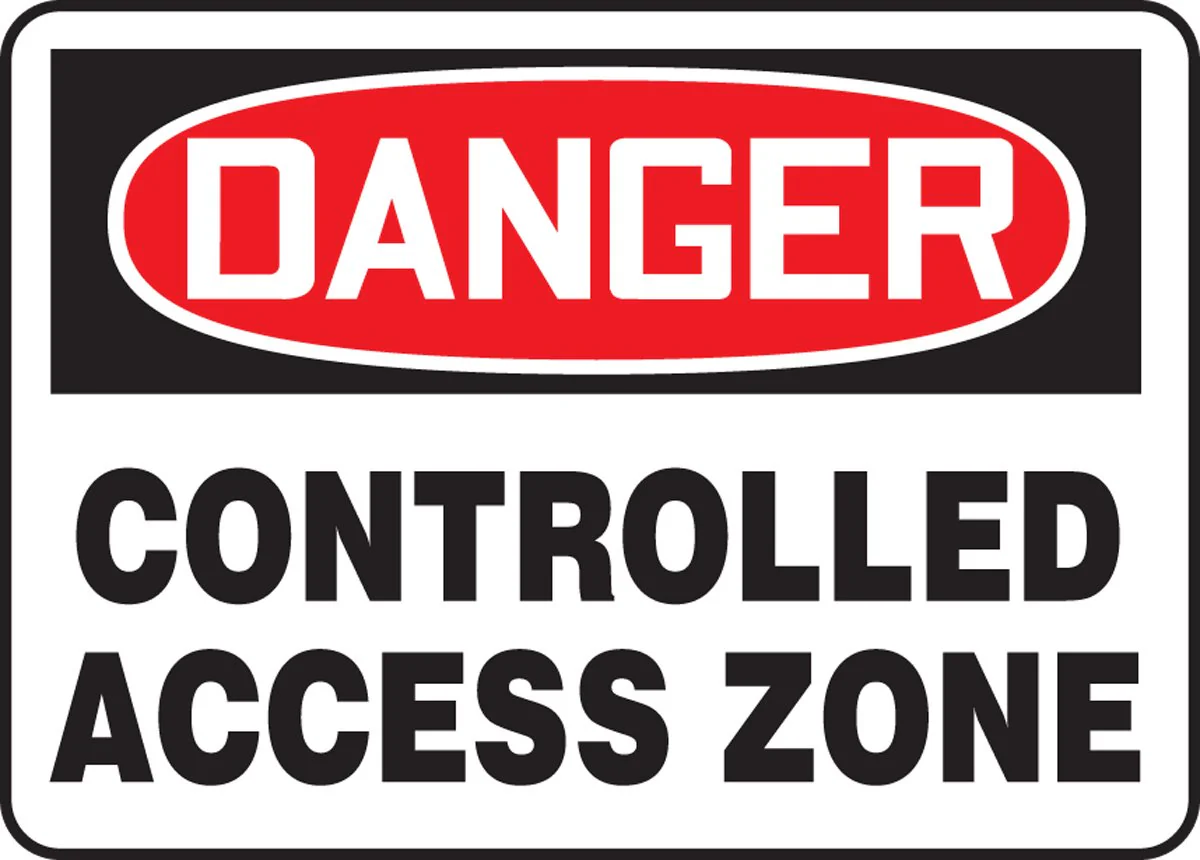 Accuform MADM126XT Dura-Plastic Sign, "Danger Controlled Access Zone", 10" Length x 14" Width x 0.060" Thickness