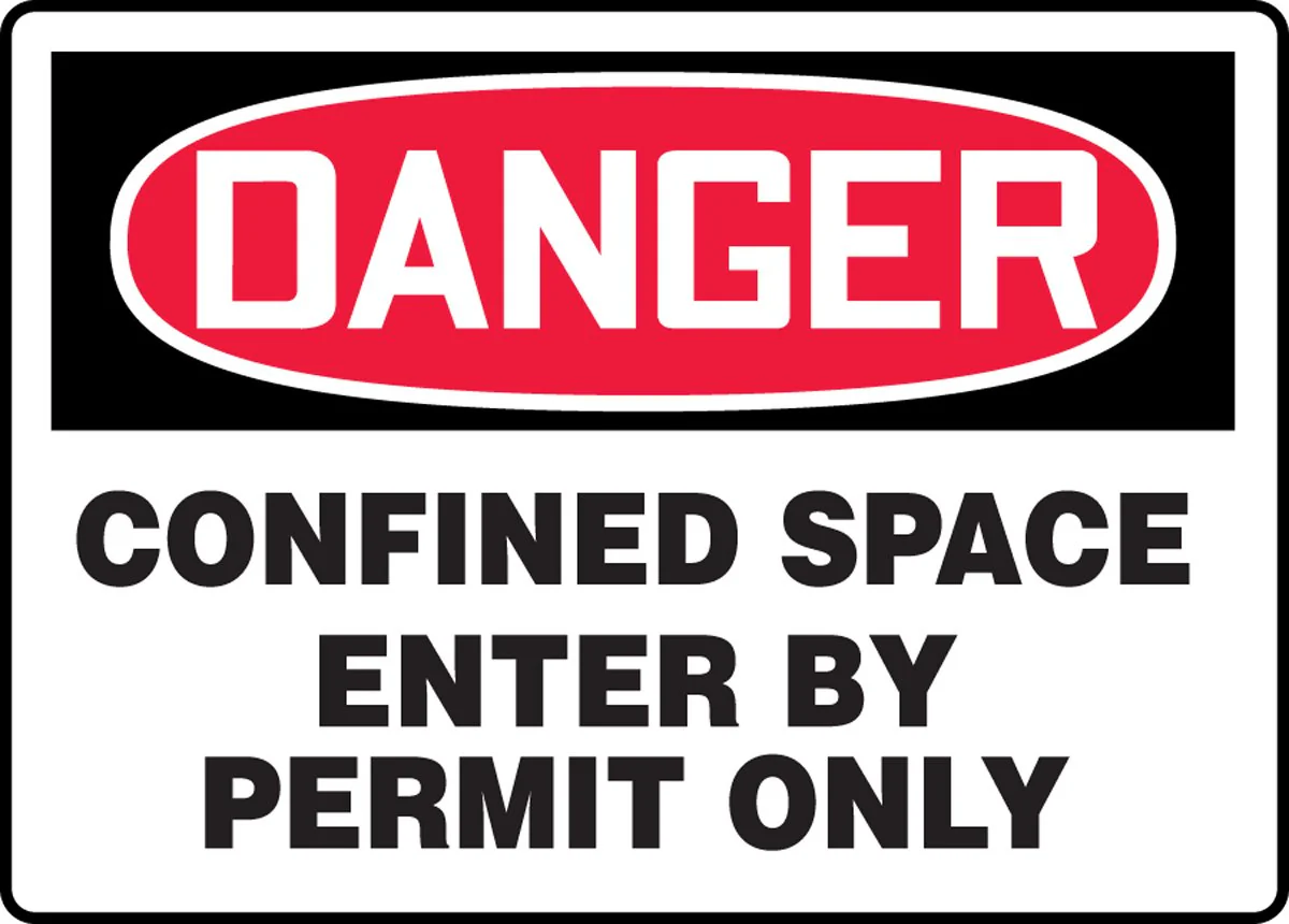 Accuform MCSP143VS Adhesive Vinyl Sign, "Danger CONFINED Space Enter by Permit ONLY", 14" Length x 20" Width x 0.004" Thickness