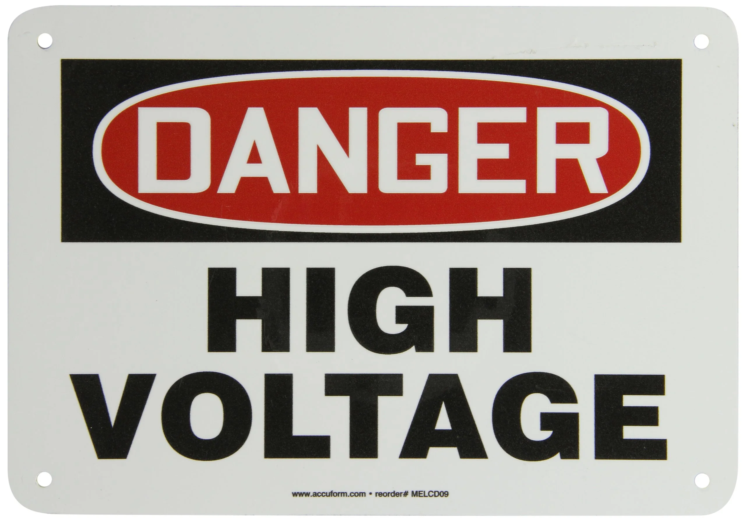 Accuform MELC113VA Aluminum Safety Sign, "Danger HIGH Voltage", 7" Length x 10" Width