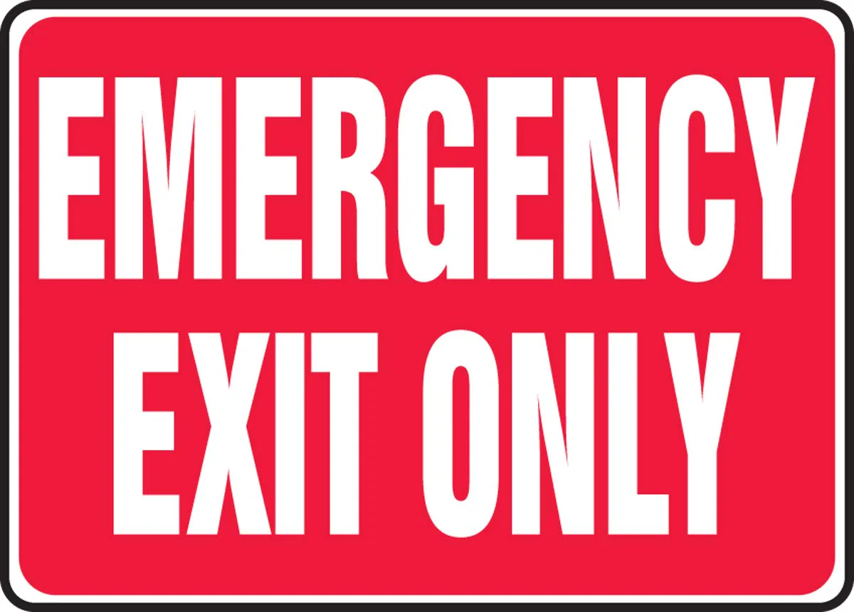 Accuform MEXT441VS Adhesive Vinyl Safety Sign, "Emergency EXIT ONLY", 10" Length x 14" Width x 0.004" Thickness