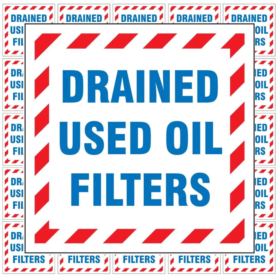 Accuform MHZW505PSP Adhesive Coated Hazardous Waste Label, "Drained Used Oil Filters", Paper, 6" x 6" (Pack of 25) - Image 2
