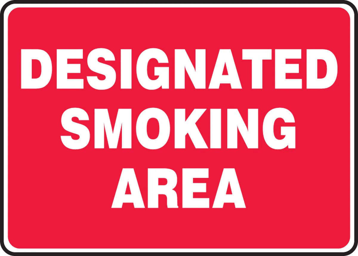 Accuform MSMK404VP Plastic Safety Sign, "Designated Smoking Area", 7" Length x 10" Width x 0.055" Thickness