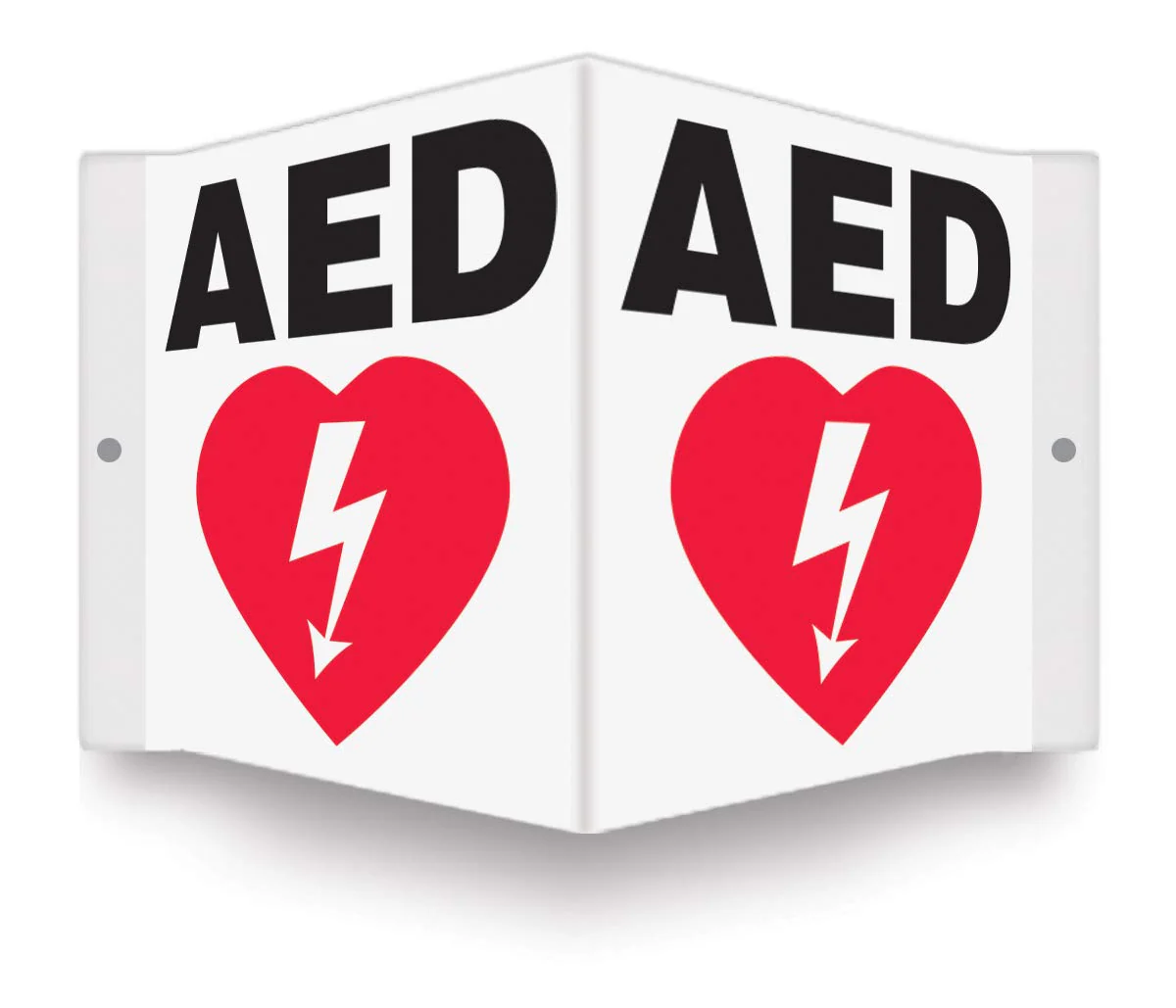 Accuform PSP609 Projection Sign 3D, "AED" with Graphic, 6" x 5" Panel, 0.10" Thick High-Impact Plastic, Pre-Drilled Mounting Holes, Red/Black on White 3D Projection - Image 2