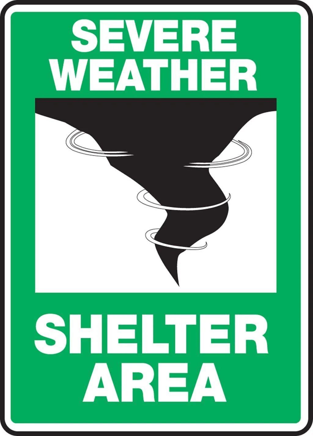 Accuform MFEX524XV "Severe Weather - Shelter Area" Safety Sign, Adhesive Dura-Vinyl, 14 x 10 Inches