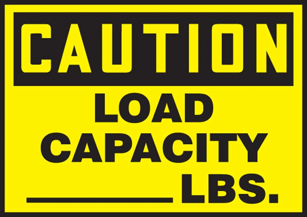 Accuform LVHR602VSP Safety Label, "Caution Load Capacity LBS.", 3.5" Length x 5" Width x 0.004" Thickness, Adhesive Vinyl (Pack of 5)