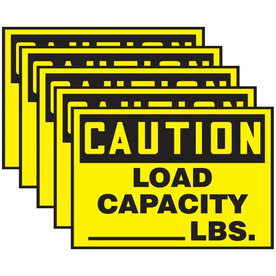 Accuform LVHR602VSP Safety Label, "Caution Load Capacity LBS.", 3.5" Length x 5" Width x 0.004" Thickness, Adhesive Vinyl (Pack of 5) - Image 2