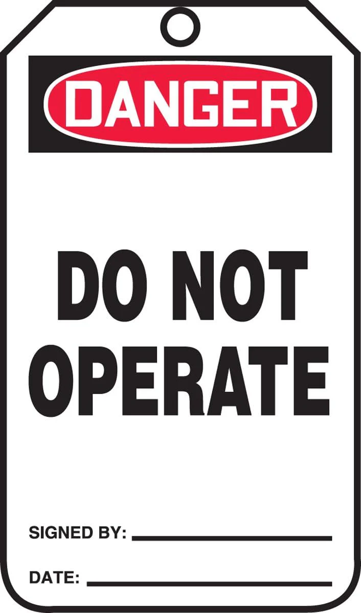 Accuform Signs MDT189CTP Safety Tag, "Danger DO NOT Operate", 5.75" Length x 3.25" Width x 0.010" Thickness, PF-Cardstock (Pack of 25)