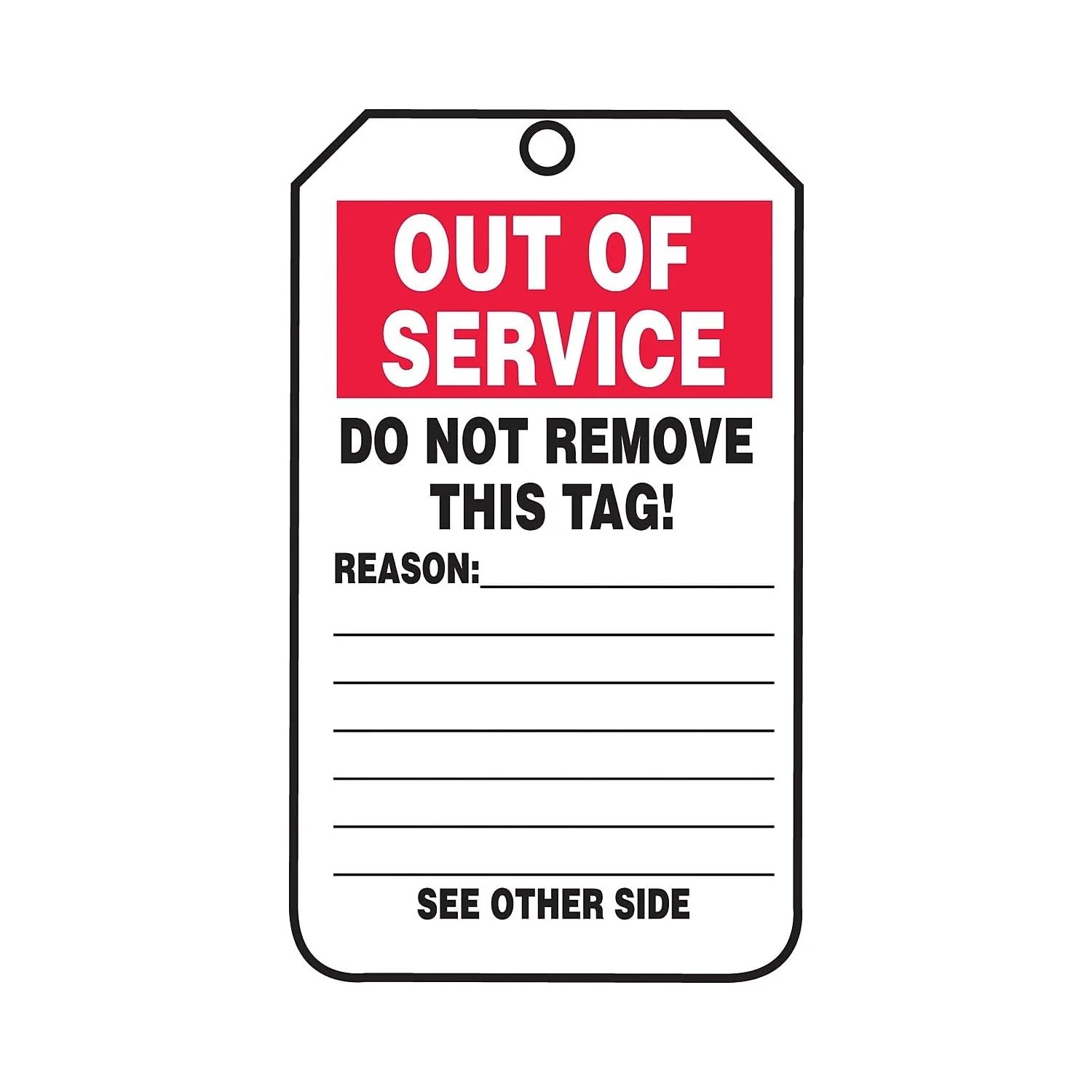 Accuform TRS243CTP Signs, "Out of Service", Status Tag, PF-Cardstock (Pack of 25) - Image 2