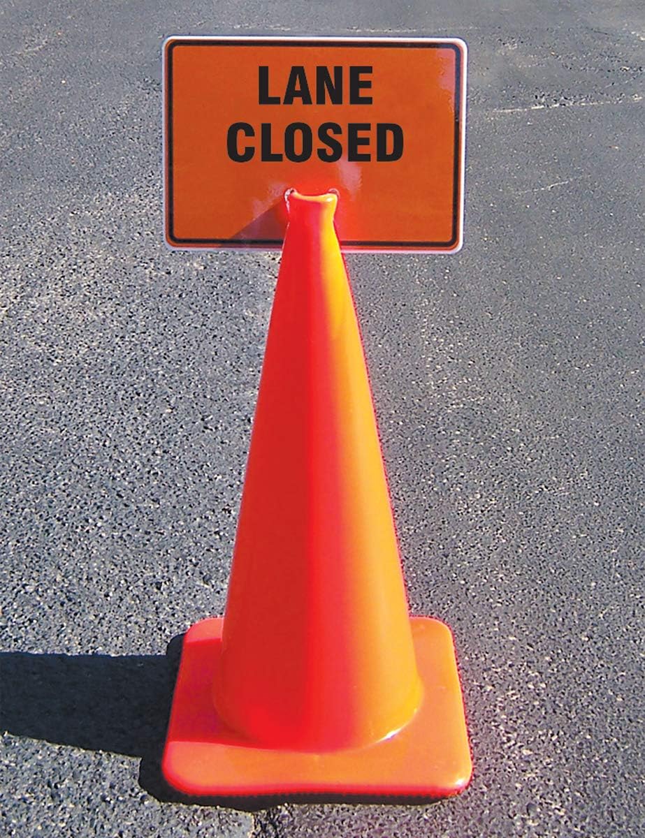Accuform FBC730 "Lane Closed" Traffic Cone Top, Combine With Orange Cones to Create a Warning Sign, 10" x 14" Plastic Cone Sign, Made in the USA - Image 2