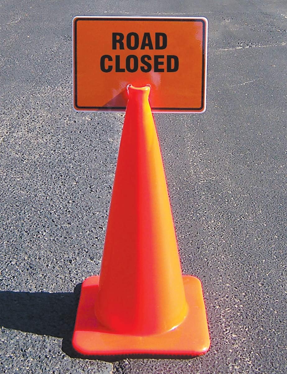 Accuform FBC736 "Road Closed" Traffic Cone Top, Combine With Orange Cones to Create a Warning Sign, 10" x 14" Plastic Cone Sign, Made in the USA - Image 2