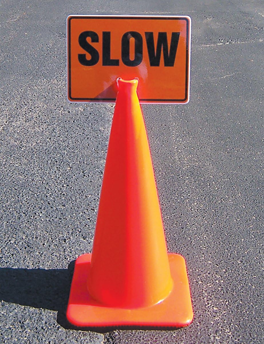Accuform FBC758 "Slow" Traffic Cone Top, Combine With Orange Cones to Create a Warning Sign, 10" x 14" Plastic Cone Sign, Made in the USA - Image 2