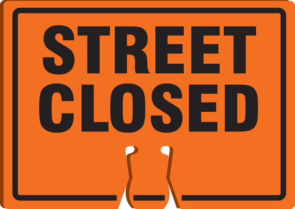 Accuform FBC770 "Street Closed" Traffic Cone Top, Combine With Orange Cones to Create a Warning Sign, 10" x 14" Plastic Cone Sign, Made in the USA