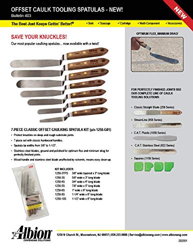 Albion Engineering 7-Piece Classic Offset Caulk Tooling Spatula Set - Image 4