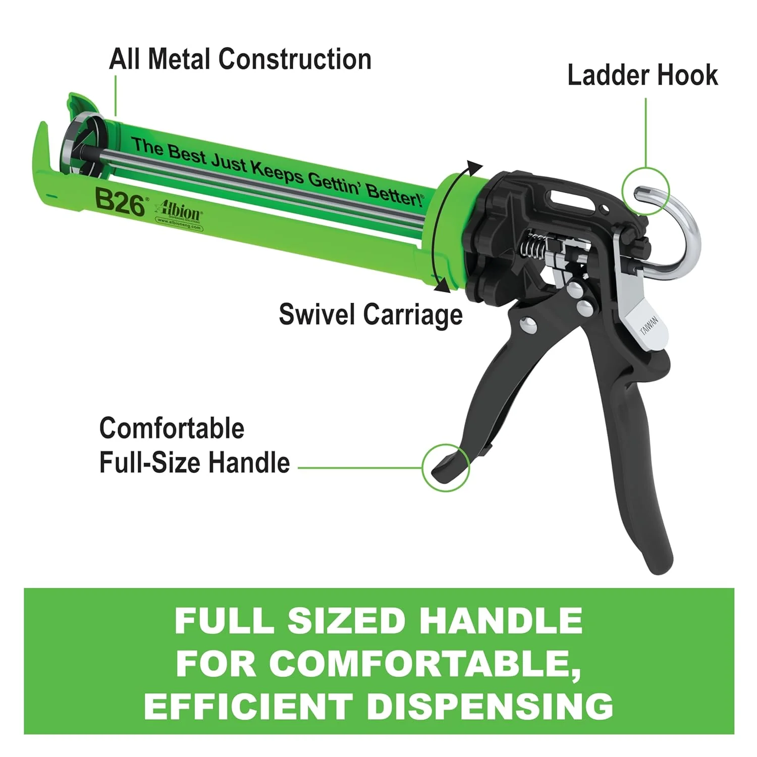 Albion Engineering Company B26 B-Line Manual Cartridge Caulking Gun, 26:1 Manual Drive - Image 4