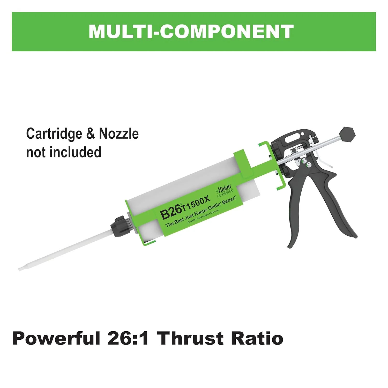 Albion Engineering Company B26T1500X 1500 Series B-Line Manual Multi-Component Cartridge Epoxy Adhesive Gun, 26:1 Manual Drive - Image 3