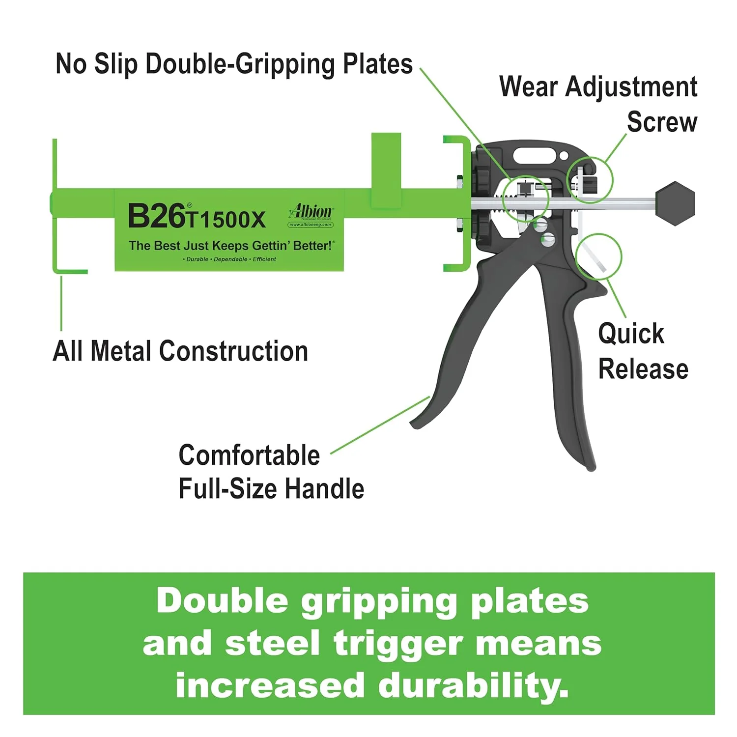 Albion Engineering Company B26T1500X 1500 Series B-Line Manual Multi-Component Cartridge Epoxy Adhesive Gun, 26:1 Manual Drive - Image 4