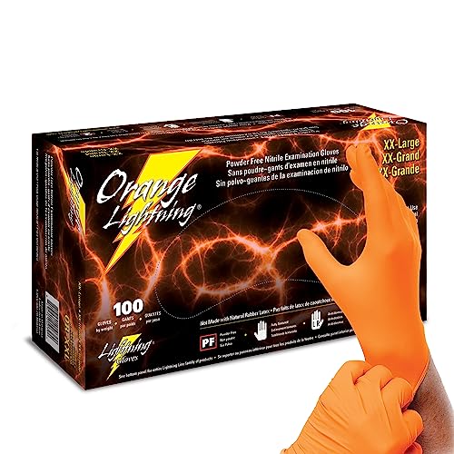 Atlantic Safety Products OR-XXL Orange Lightning Nitrile Gloves 2XL
