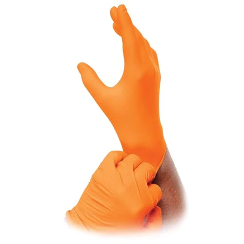 Atlantic Safety Products Orange Lightning Exam Gloves, Disposable, Powder-Free Nitrile Gloves, Orange, Large, 100-Ct - Image 2
