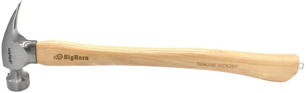 Big Horn 15101 21 Oz Curved Handle Framing Hammer, Milled Face, Magnetic Nail Starter, Anti-Ring Claw, Precision Balanced Alloy Steel Head, Canadian Hickory Handle - Image 4