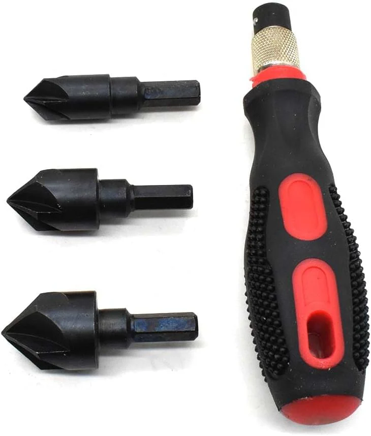 BIG HORN 19555 3-in-1 Countersink Set - 3 Interchangeable Cutters - Save Time & Deburr Metal - 1 Count - Image 2