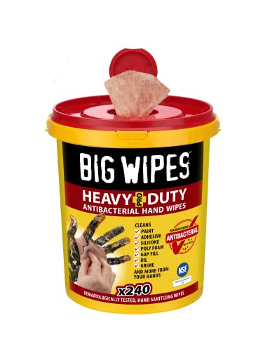 "BIG WIPES HEAVY DUTY PRO+ 240 WIPE BUCKET HEAVY DUTY TEXTURED SCRUB & CLEAN WIPES"