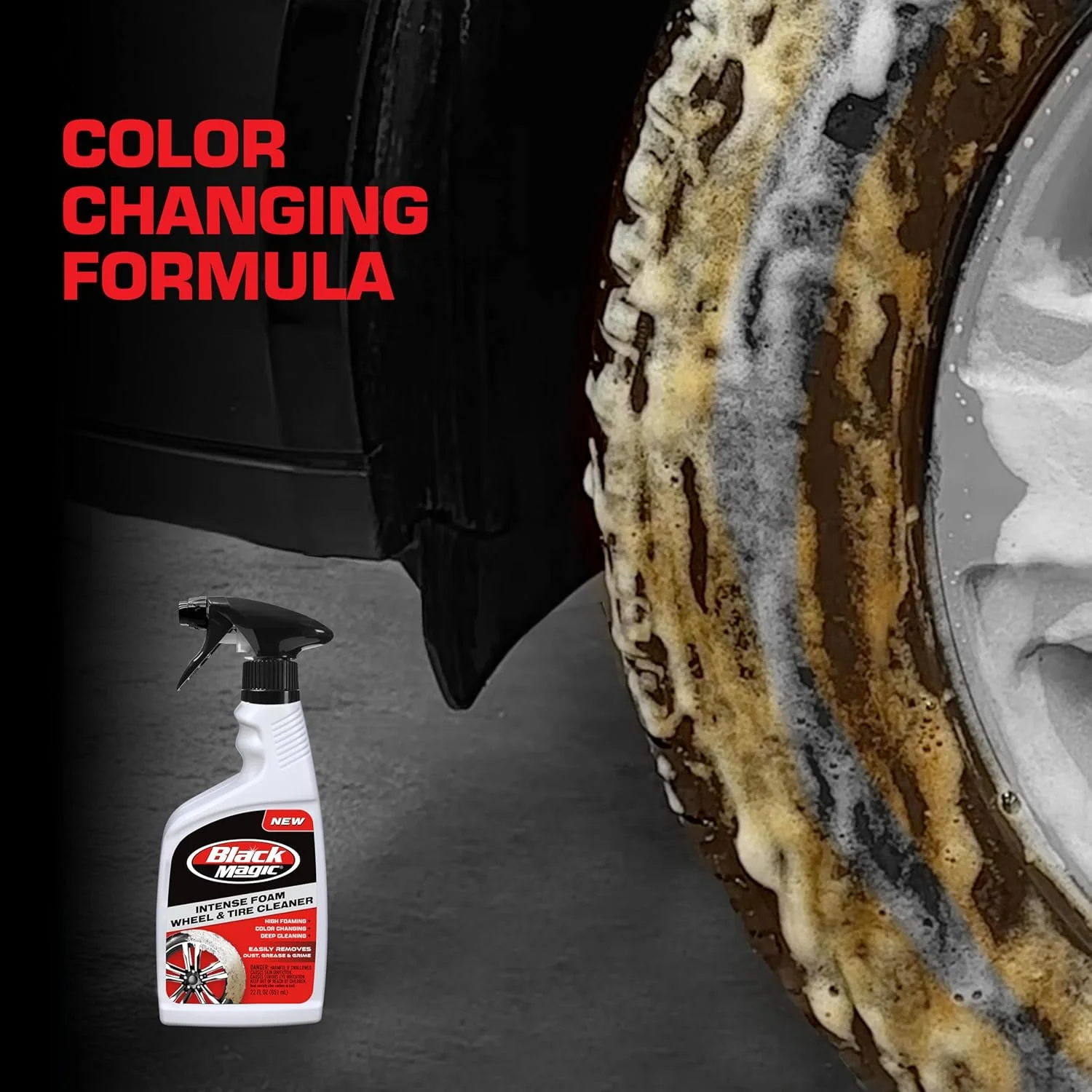 Black Magic 120228 Intense Foam Wheel & Tire Cleaner, High-Foaming Formula for Deep Cleaning, 22 Fl Oz (Pack of 1) - Image 6