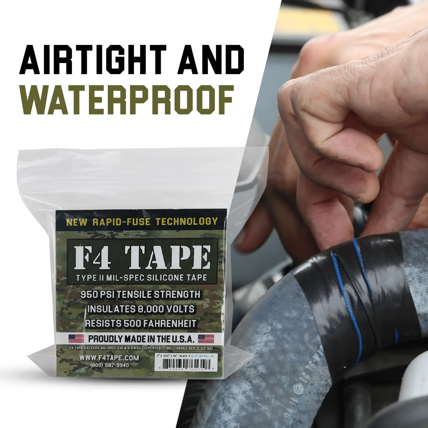 Bond It F4 Emergency Self-Fusing Silicone Tape, Repair Plumbing Pipe & Radiator Hose Leak, Electrical Insulation, Permanent Bonding, Waterproof, 1" x 36' x 20mil, Black - Image 4
