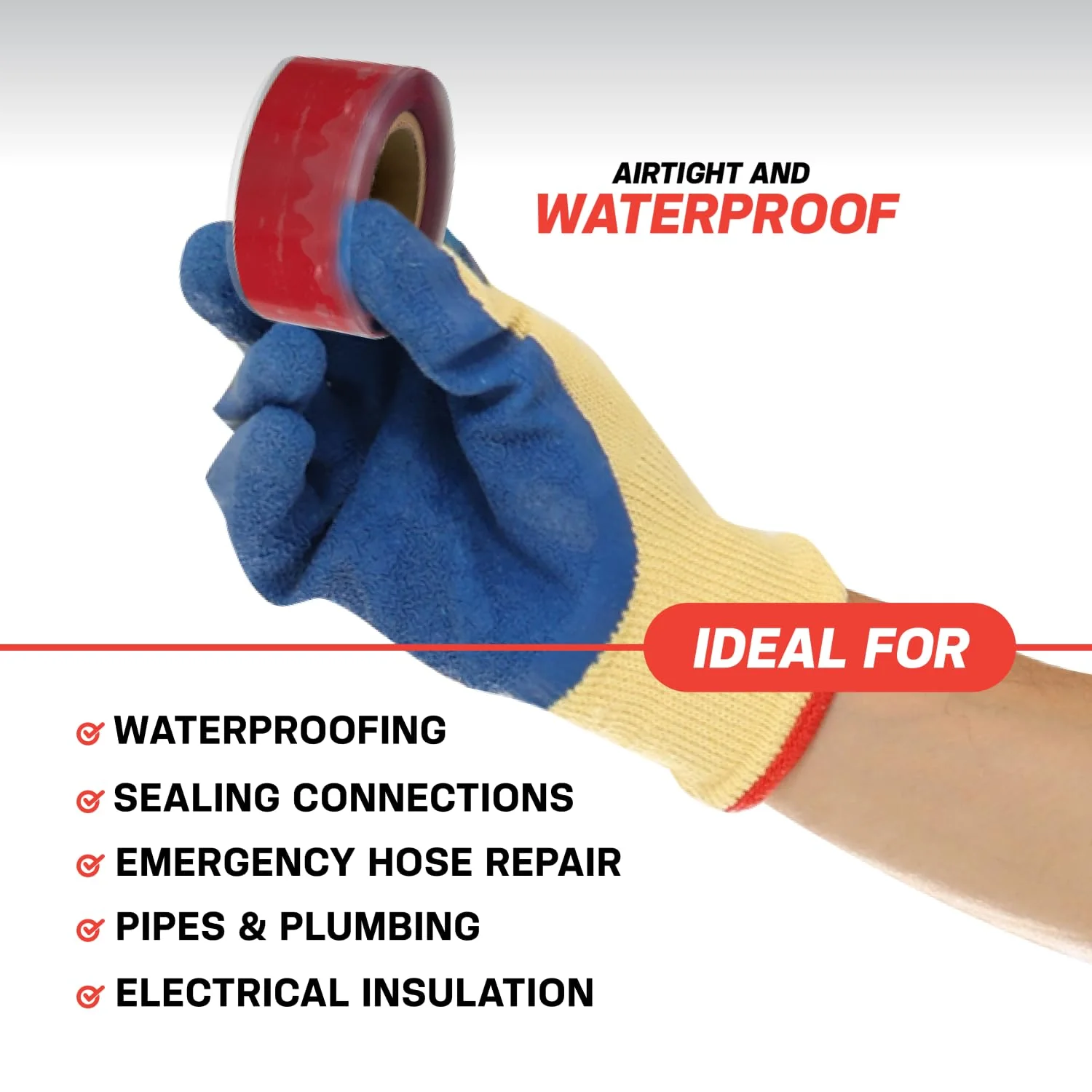 Bond It Rescue Tape, Self-Fusing Silicone for Emergency Plumbing, Pipe & Hose Repair, Electrical Insulation, Waterproof, 950 PSI, Made in USA, 1" x 12', Red Red 1" x 12' x 20mil - Image 4