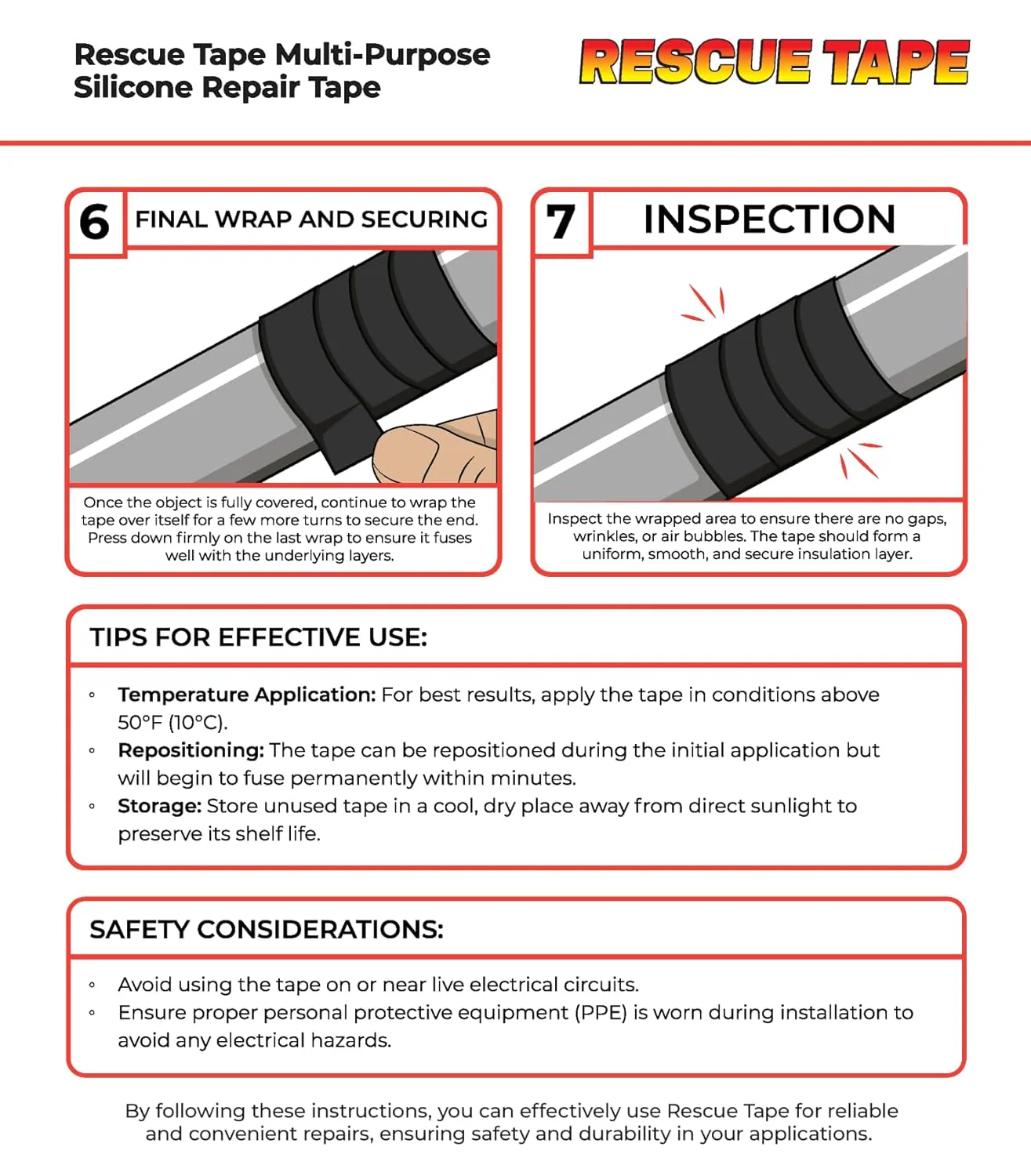 Bond It Rescue Tape, Self-Fusing Silicone for Emergency Plumbing, Pipe & Hose Repair, Electrical Insulation, Waterproof, 950PSI, 1" x 12', Clear - Image 10
