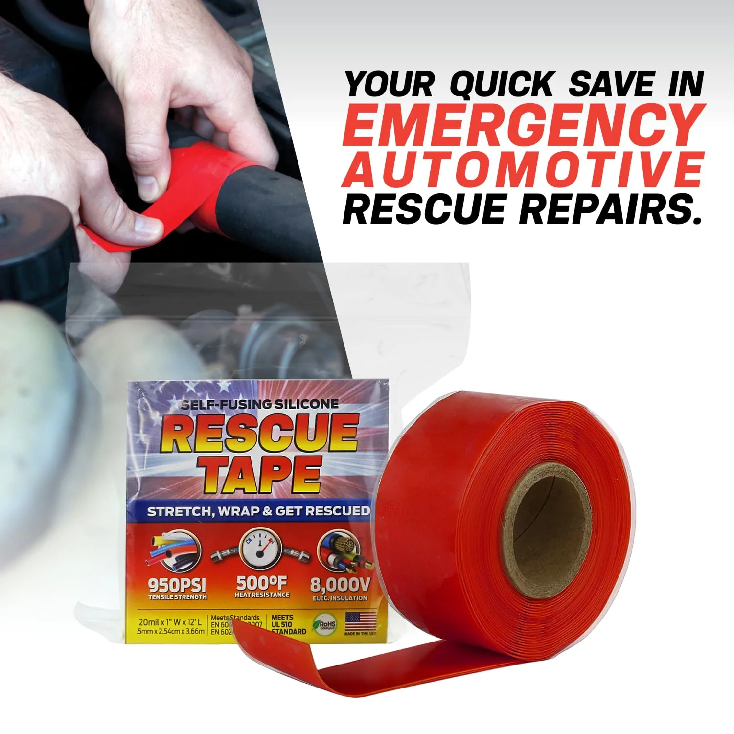 Bond It Rescue Tape, Self-Fusing Silicone Tape, Waterproof, 950PSI, Clear White, 1" x 36' x 20mil - Image 7