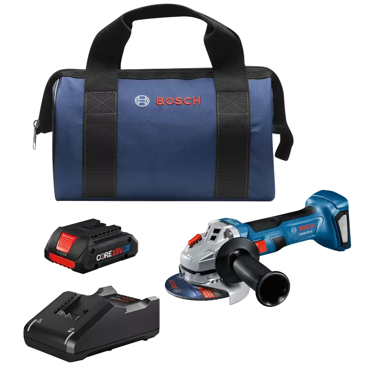 BOSCH 18V Brushless 4-1/2" Angle Grinder w/ (1) 4.0 Ah CORE Compact Battery