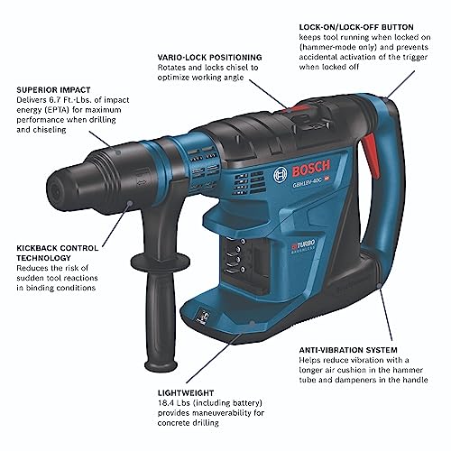 BOSCH GBH18V-40CN PROFACTOR 18V Connected-Ready SDS-max 1-5/8 In. Rotary Hammer (Bare Tool) - Image 2