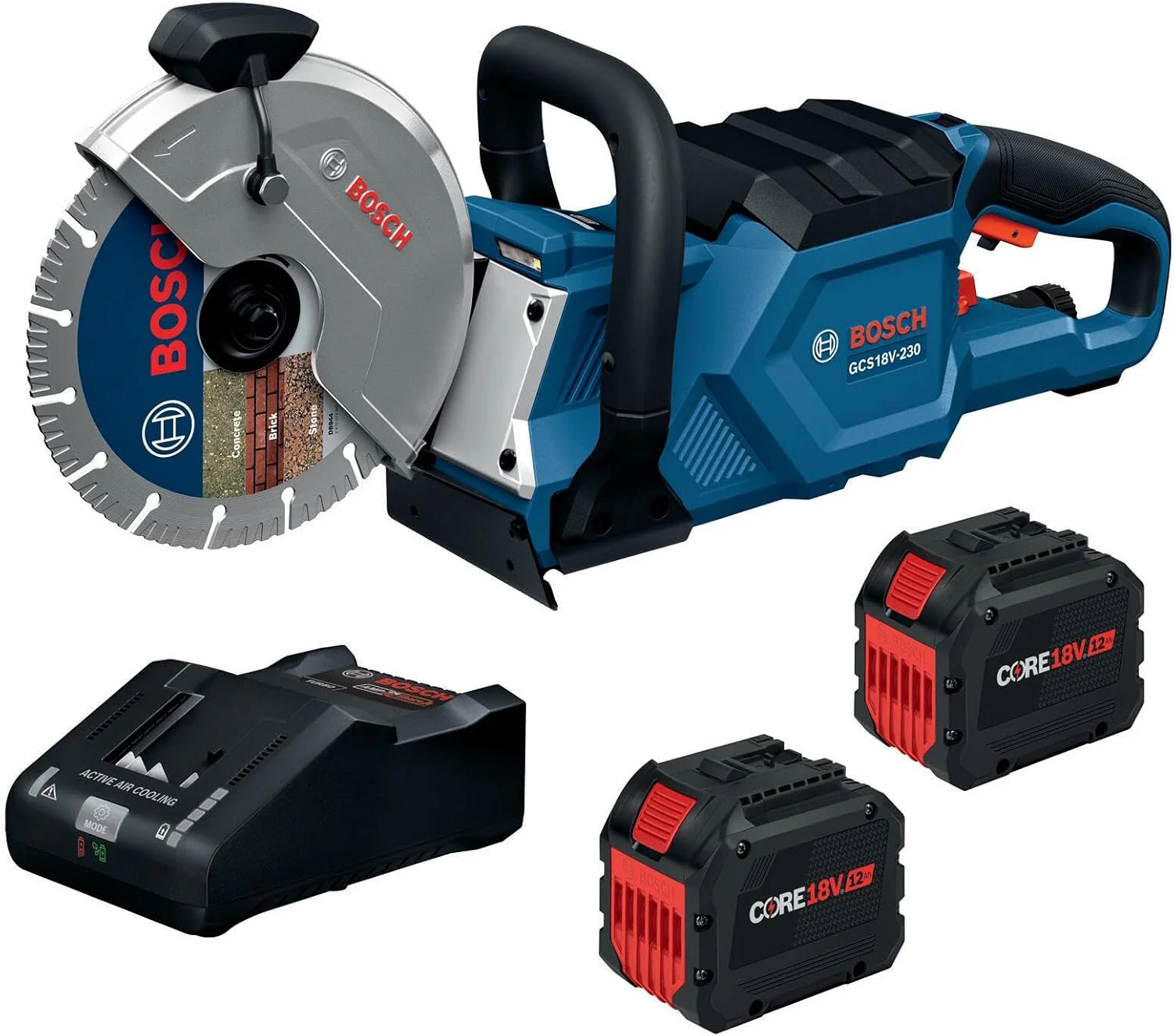 BOSCH GCS18V-230N212 18V Brushless Cordless 9-Inch Cutoff Saw for Concrete & Metal Cutting | Lightweight Ergonomic Design, 6-Position Cutting Guard, Kit with (2) CORE18V 12 Ah Batteries - Image 2