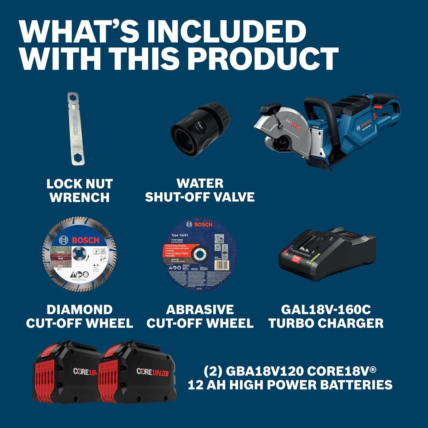 BOSCH GCS18V-230N212 18V Brushless Cordless 9-Inch Cutoff Saw for Concrete & Metal Cutting | Lightweight Ergonomic Design, 6-Position Cutting Guard, Kit with (2) CORE18V 12 Ah Batteries - Image 4