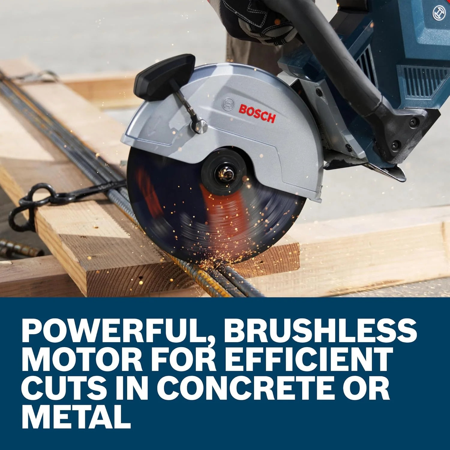 BOSCH GCS18V-230N212 18V Brushless Cordless 9-Inch Cutoff Saw for Concrete & Metal Cutting | Lightweight Ergonomic Design, 6-Position Cutting Guard, Kit with (2) CORE18V 12 Ah Batteries - Image 6