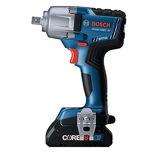 BOSCH 18V Brushless Connected-Ready 1/2 In. Mid-Torque Impact Wrench Kit with Friction Ring and Thru-Hole and (2) CORE18V 4 Ah Batteries - Image 4