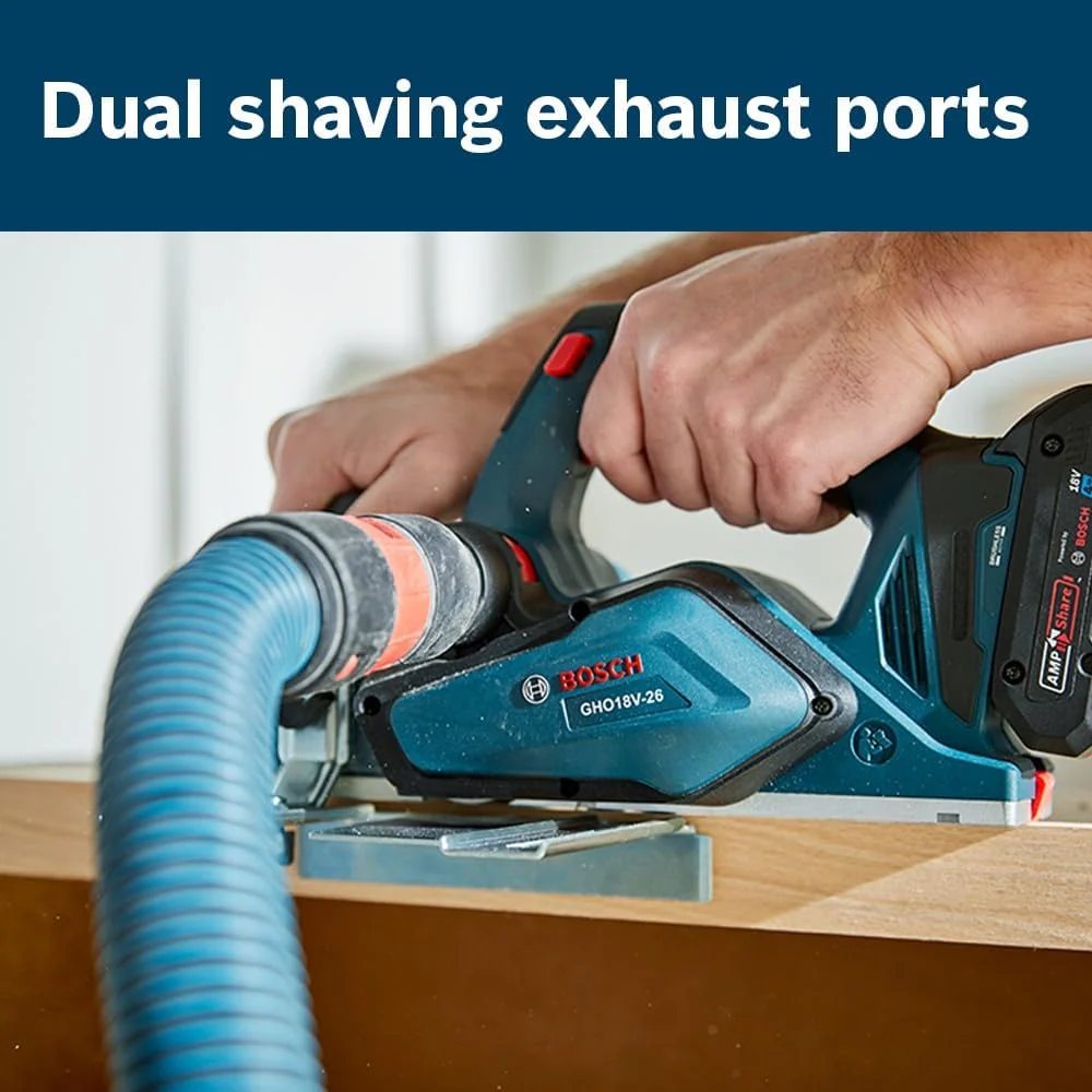 BOSCH GHO18V-26N 18V Brushless Planer - 13,600 RPM, 3/32 In. Depth Cut, 3-� In. Width, Dual Shaving Exhaust Ports, On-Tool Blade Storage (Bare Tool) - Image 7