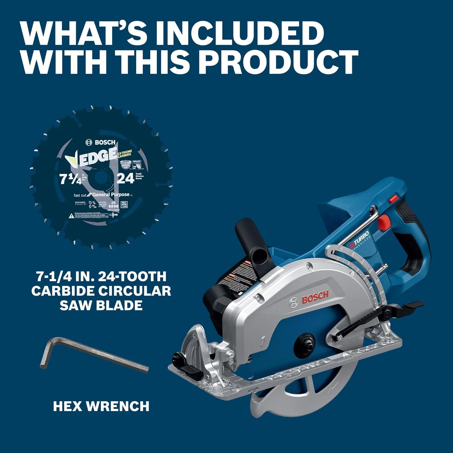 BOSCH GKW18V-26N PROFACTOR 18V 7-1/4" Rear Handle Circular Saw - BITURBO Brushless Technology, 5000 RPM, Lightweight Ergonomic Design, Left Blade Orientation, Electronic Brake, Dust Port (Bare Tool) - Image 4
