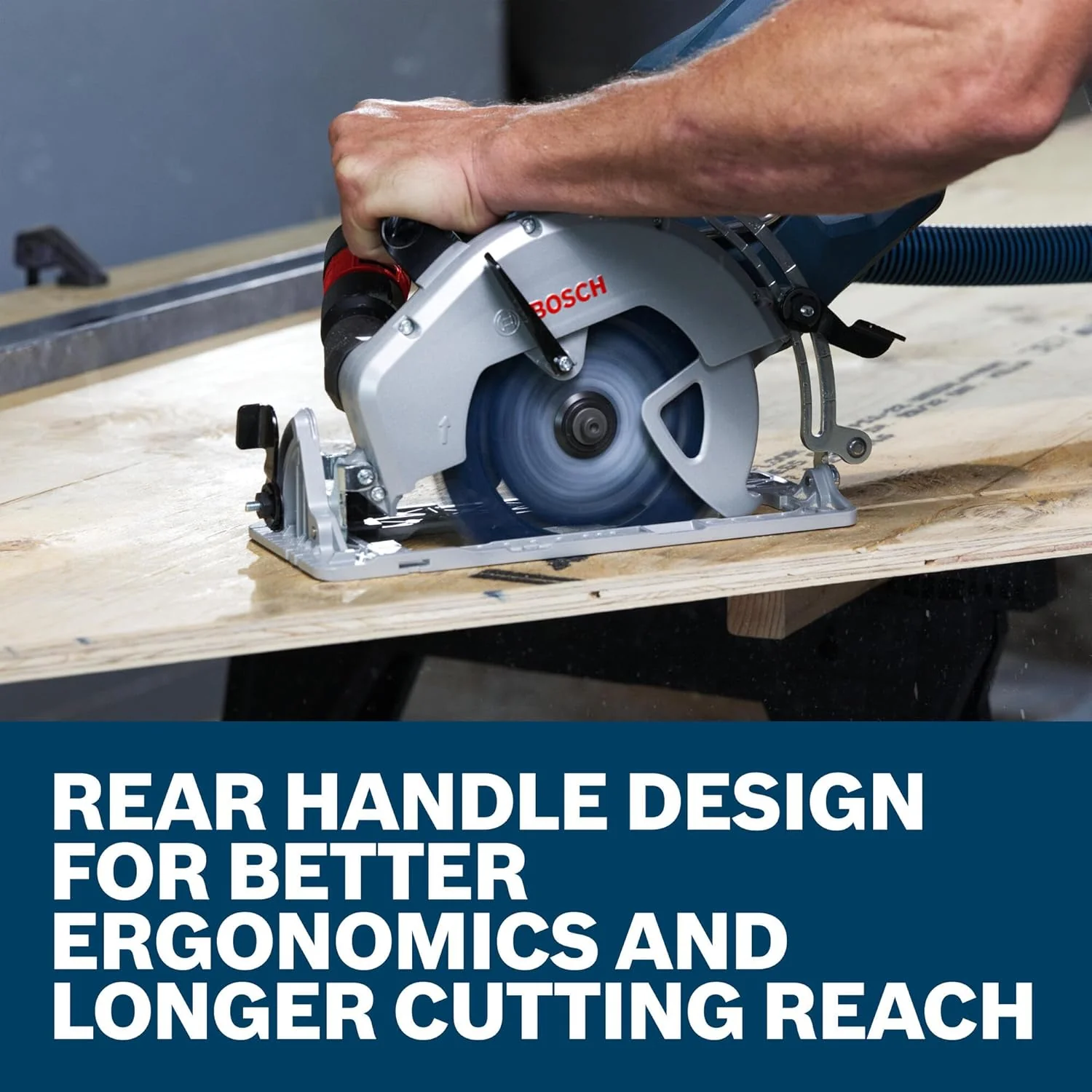 BOSCH GKW18V-26N PROFACTOR 18V 7-1/4" Rear Handle Circular Saw - BITURBO Brushless Technology, 5000 RPM, Lightweight Ergonomic Design, Left Blade Orientation, Electronic Brake, Dust Port (Bare Tool) - Image 8
