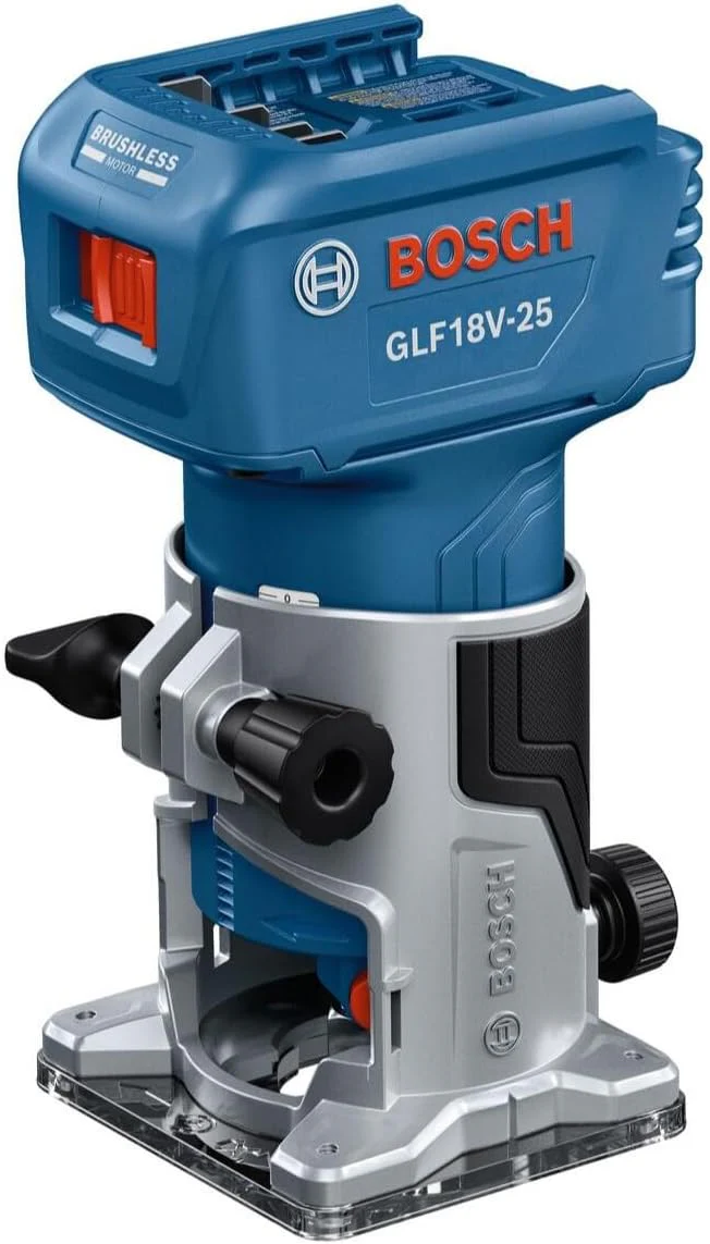 BOSCH GLF18V-25N 18V Laminate Trim Router - Powerful Brushless Motor, 10,000-30,000 RPM, Lightweight, Ergonomic, Enhanced Dust Extraction, Quick Depth Adjustments for Precise Trimming - Image 2