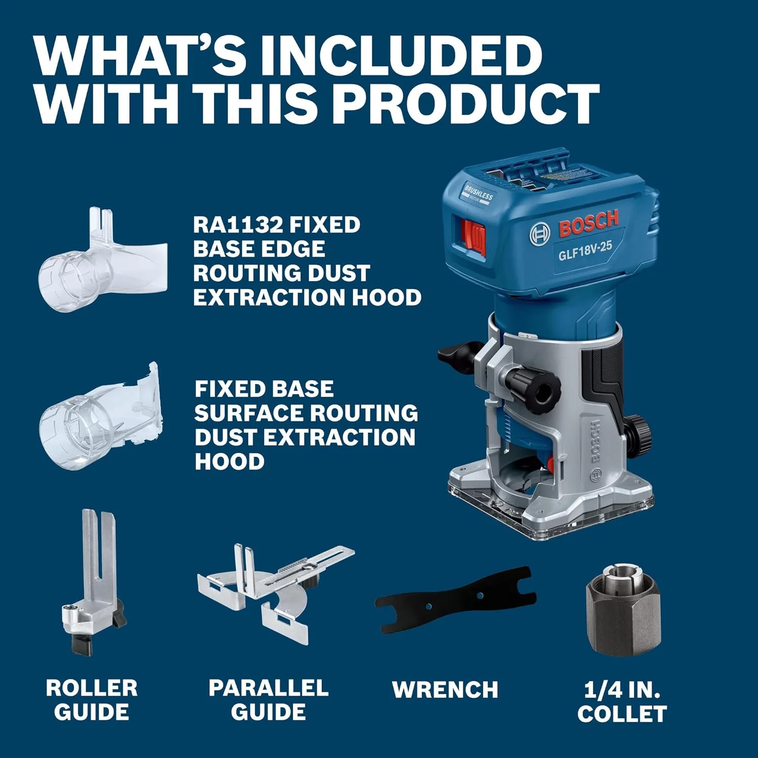BOSCH GLF18V-25N 18V Laminate Trim Router - Powerful Brushless Motor, 10,000-30,000 RPM, Lightweight, Ergonomic, Enhanced Dust Extraction, Quick Depth Adjustments for Precise Trimming - Image 4