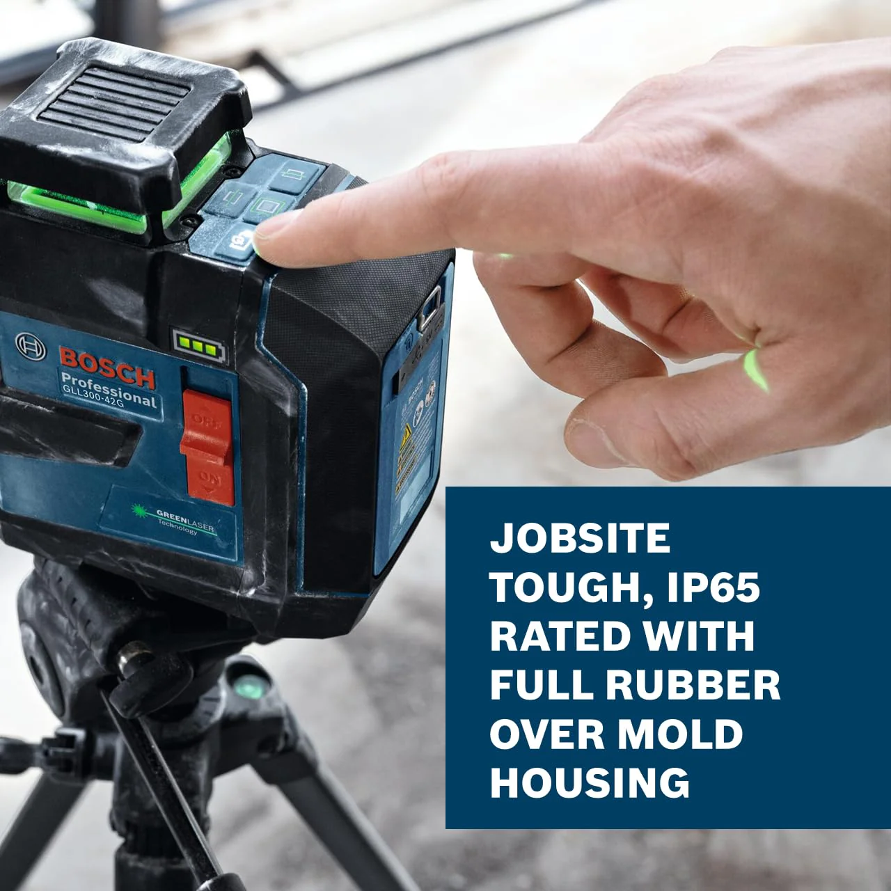 Bosch GLL300-42GL 360º Green-Beam Three-Plane Leveling and Alignment Laser, Self-Leveling, Li-Ion Battery, USB-C Charging, IP65 Rated, 100 Ft. Range - Image 6