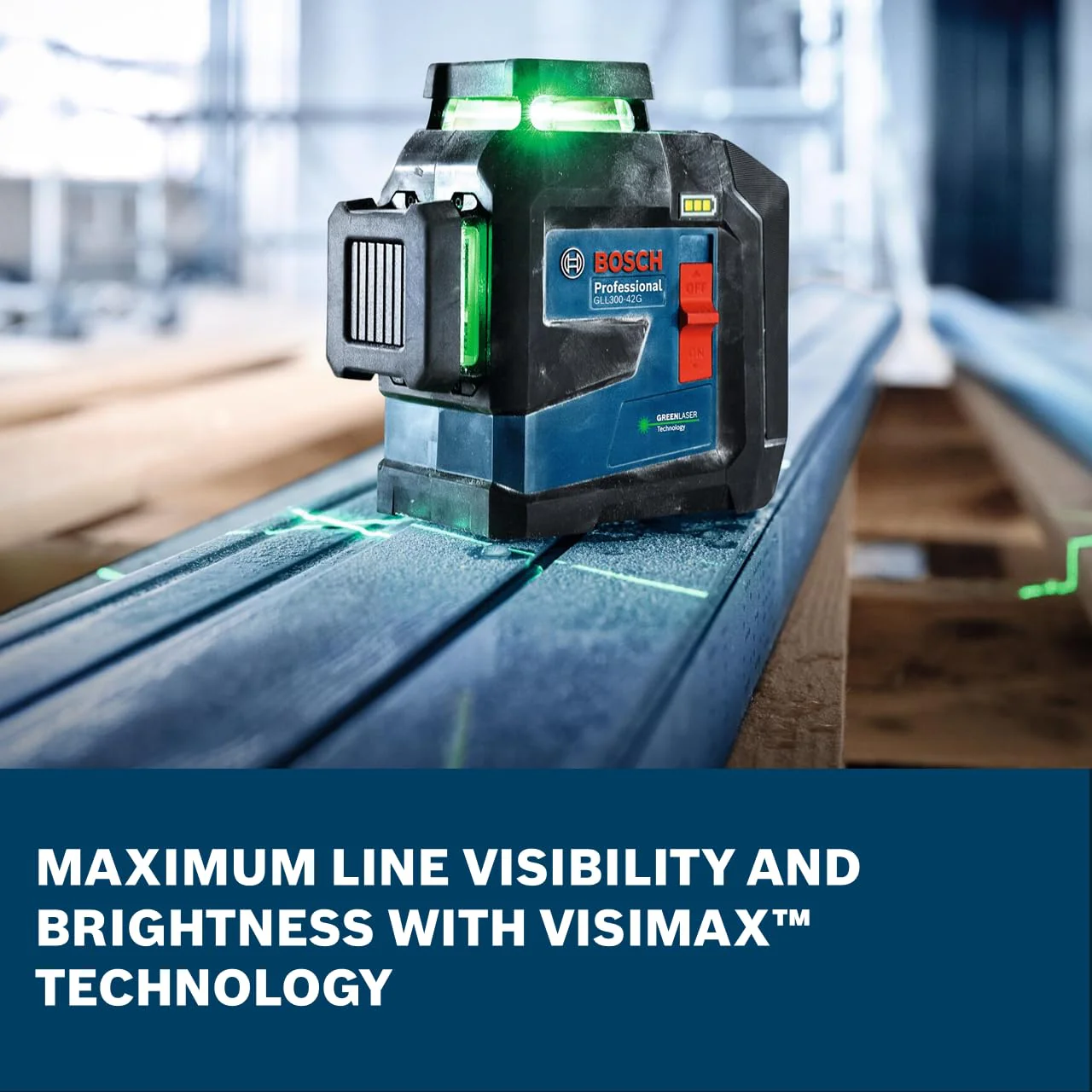 Bosch GLL300-42GL 360º Green-Beam Three-Plane Leveling and Alignment Laser, Self-Leveling, Li-Ion Battery, USB-C Charging, IP65 Rated, 100 Ft. Range - Image 8