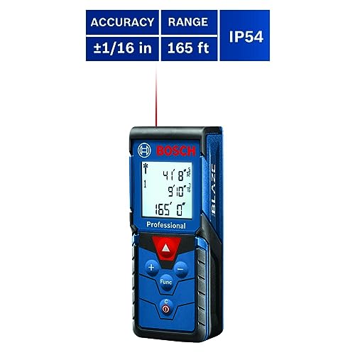 BOSCH GLM165-40 Blaze 165 Ft Laser Distance Measure, Includes 2 AAA Batteries, Hand Strap, Target Cards, & Pouch - Image 14
